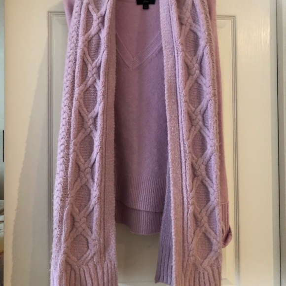 J. Crew orchid v-neck wool blend sweater and scarf - Picture 4 of 6